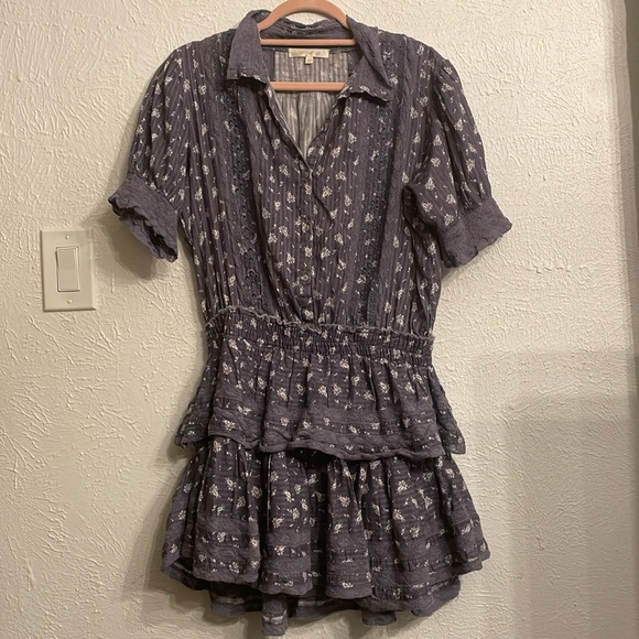 LoveShackFancy Alfie Ruffled Mini Dress Blue Jean Size M - Picture 4 of 8
